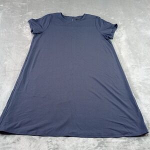 J Jill Wearever Collection‎ Dress Solid Navy Blue Size L Petite Classic Casual